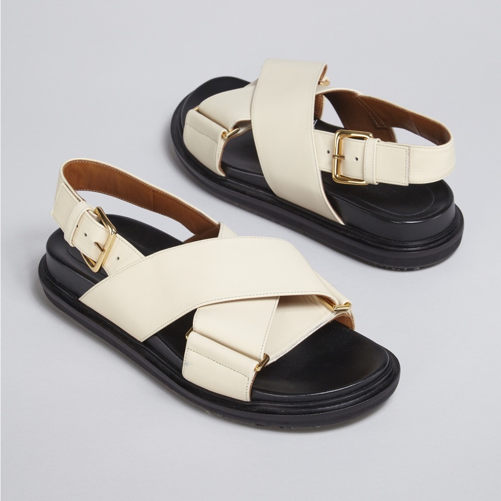 MARNI WHITE LEATHER FUSSBETT SANDALS SIZE 39 NEVER WORN